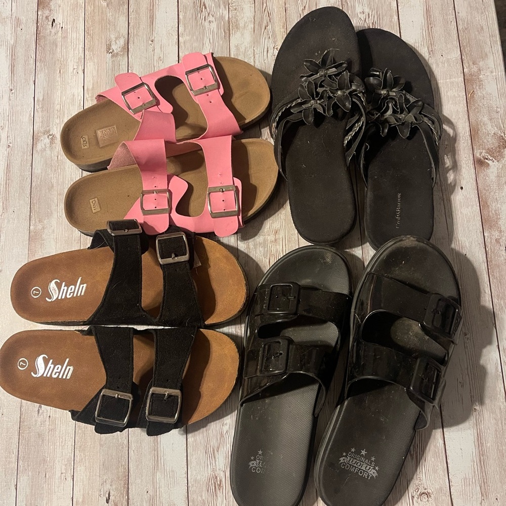 SheIn and Birkenstock Style Sandals - Pink and Black